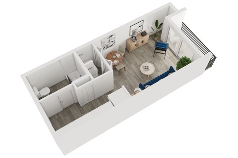 Floor plan for studio, 1 bath, 413 sqft
